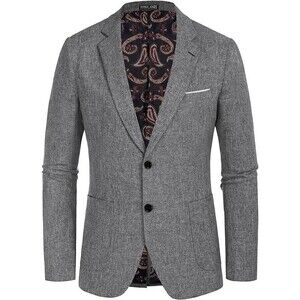 PAUL JONES Men's Casual Blazer Suit Jackets Medium Two Button Lightweight Gray